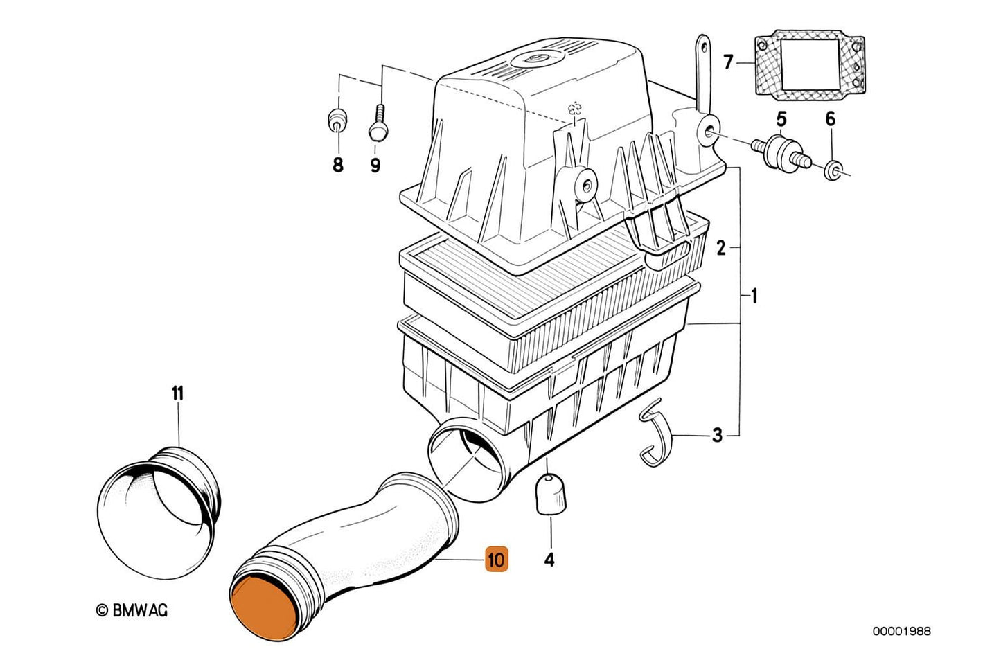 BMW E30 M20 Intake Tube (13711713128)